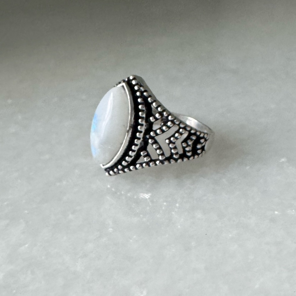 NWOT Sundance Rainbow Reign Ring, Rainbow Moonstone, Sterling Silver - Picture 2 of 7